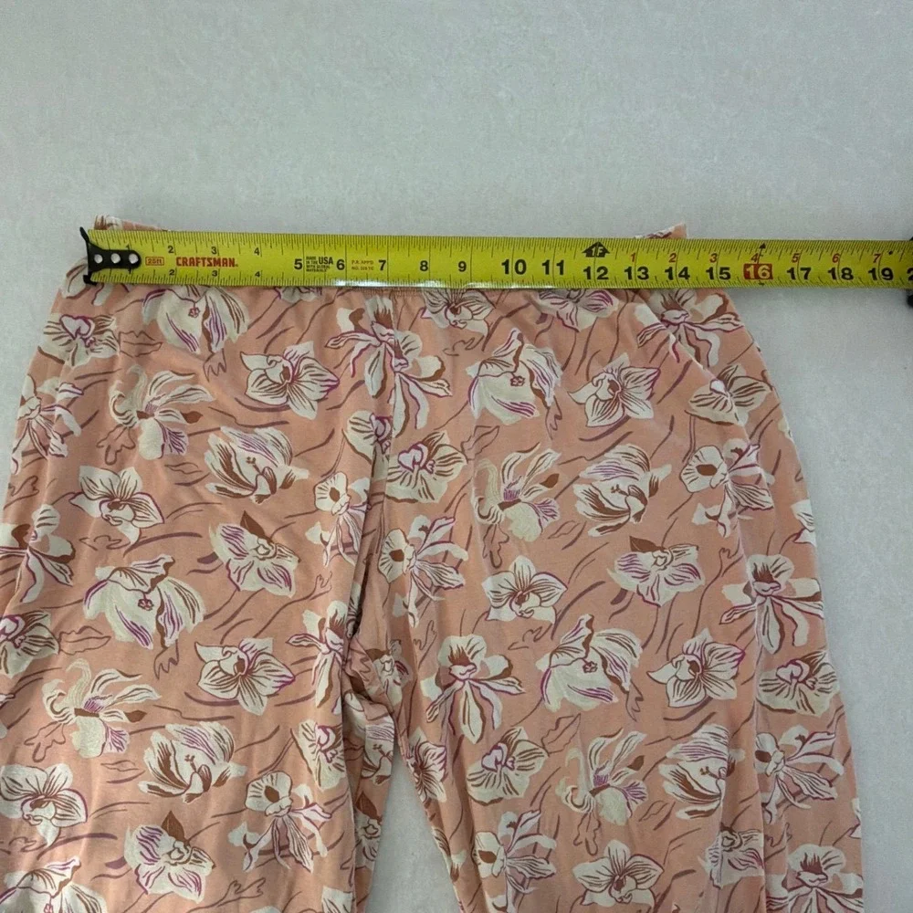 Eberjey Gisele Floral Orchid Pajama Set Peach Modal Short Sleeve Crop Pants M